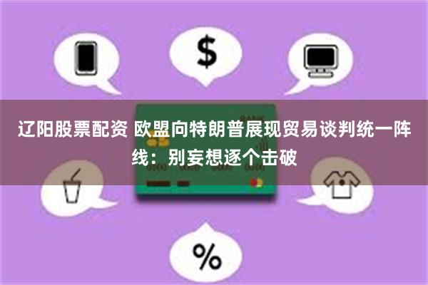 辽阳股票配资 欧盟向特朗普展现贸易谈判统一阵线：别妄想逐个击破